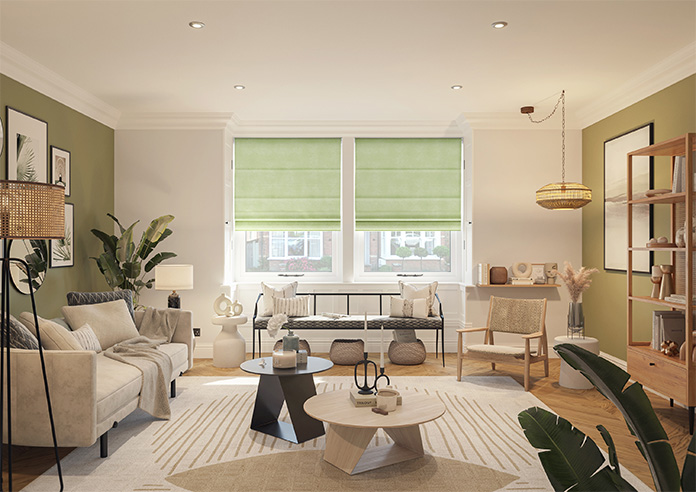 Florence Faux Suede, Green Leaf - Motorised Roman Blind - Image 8